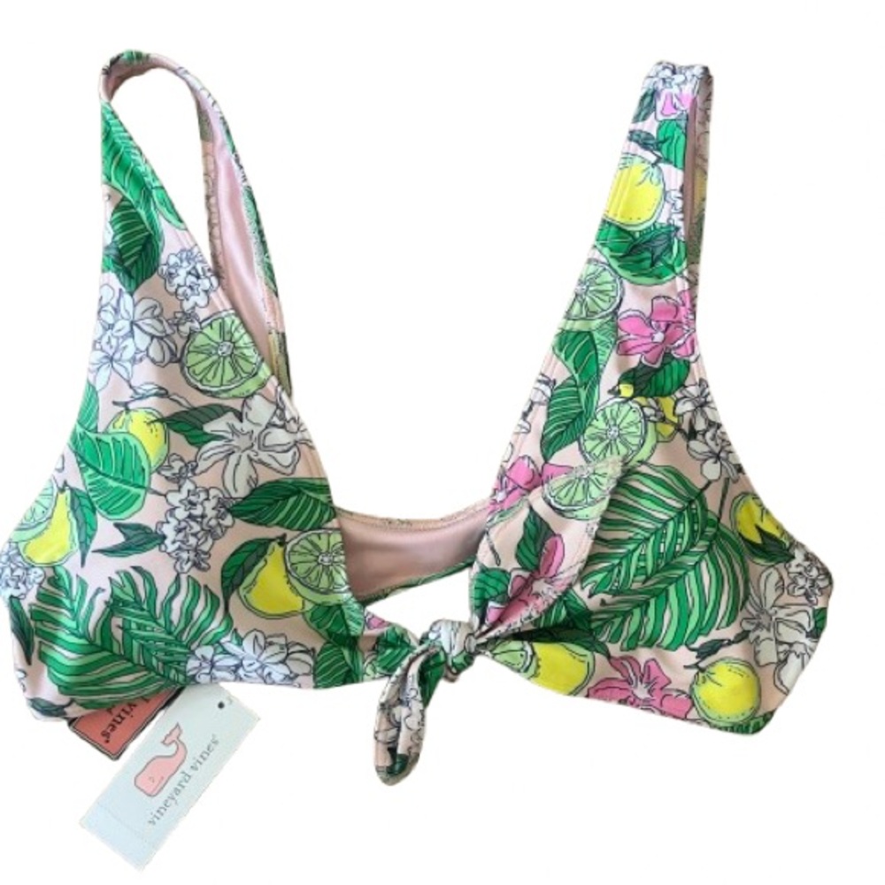 NWT Vineyard Vines Painted Palm Bikini Top Pink Cloud S